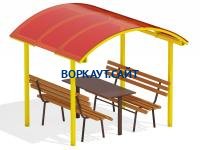 Стол и лавки под навесом МАФ 4005 в Великом Новгороде Стол и лавки под навесом МАФ 4005 в Великом Новгороде