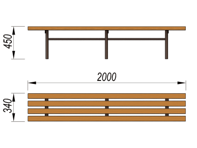 Двухметровая лавочка без спинки 2 м МАФ 1602 в Великом Новгороде