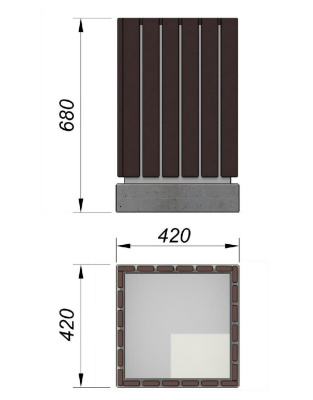 Урна деревянная квадратная с бетонным основанием МАФ 1633 в Великом Новгороде