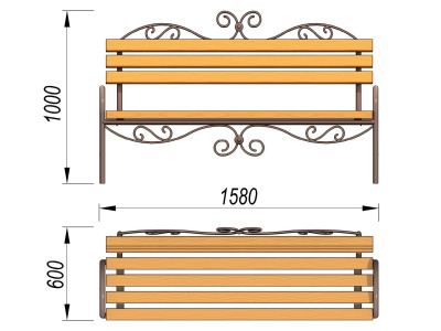 Лавочка кованная МАФ 1606 в Великом Новгороде