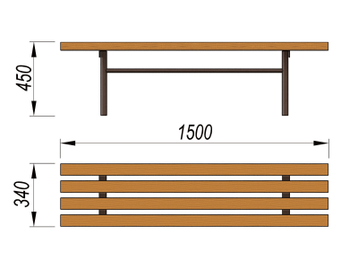 Лавочка без спинки МАФ 1601 в Великом Новгороде