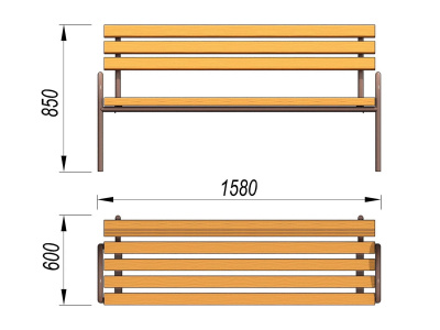 Парковая лавочка со спинкой МАФ 1605 в Великом Новгороде