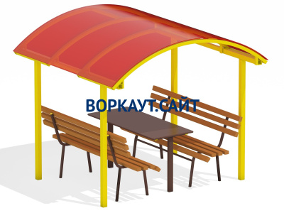 Стол и лавки под навесом МАФ 4005 в Великом Новгороде