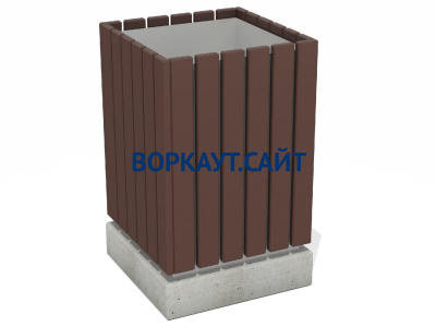 Урна деревянная квадратная с бетонным основанием МАФ 1633 в Великом Новгороде